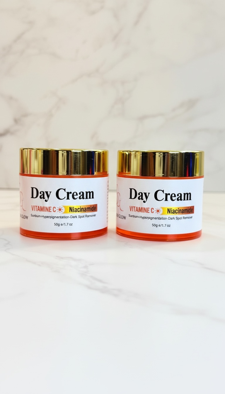 Two jars of day cream on a light background