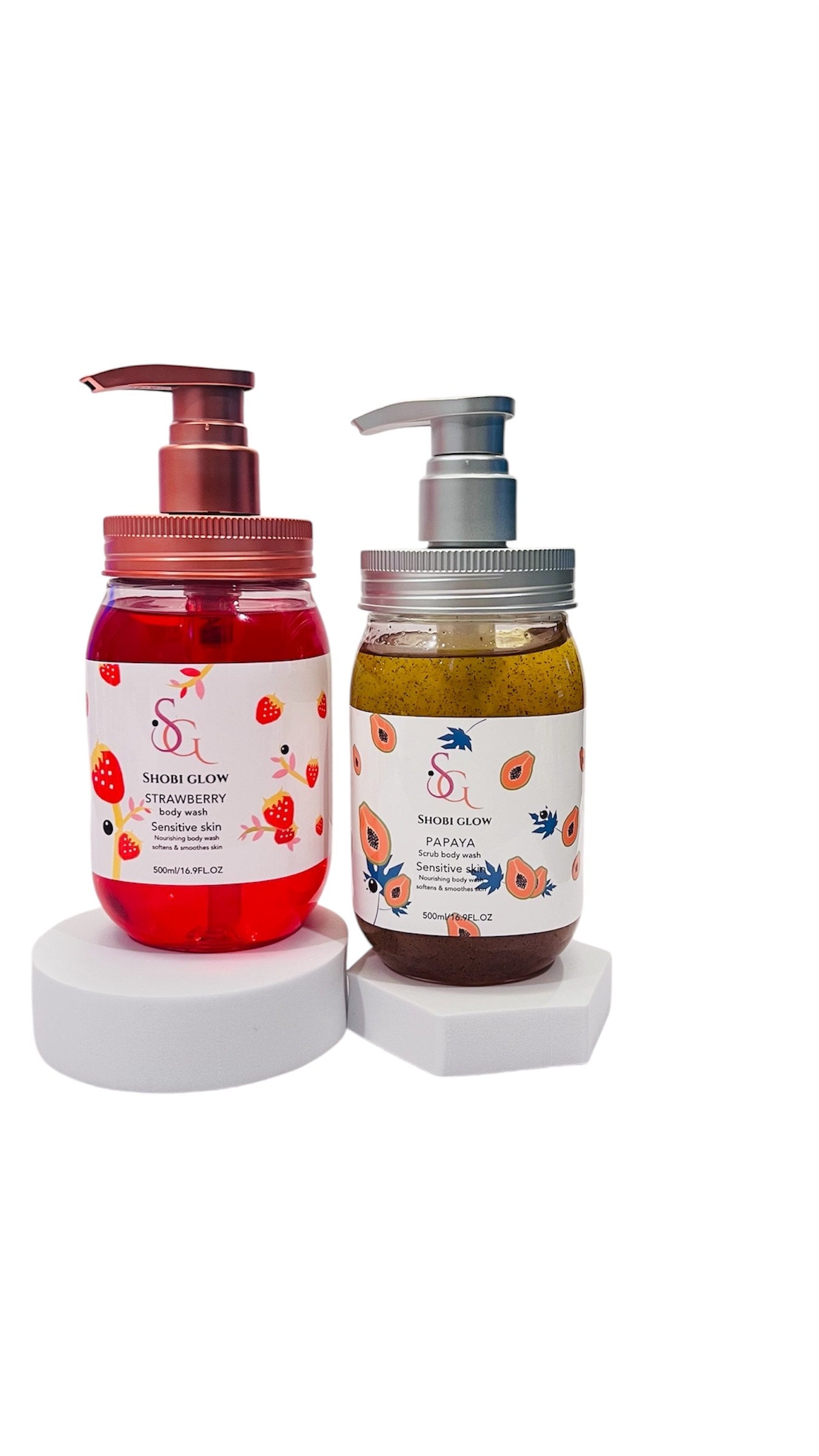 Body wash set of 2-(papaya/strawberry)
